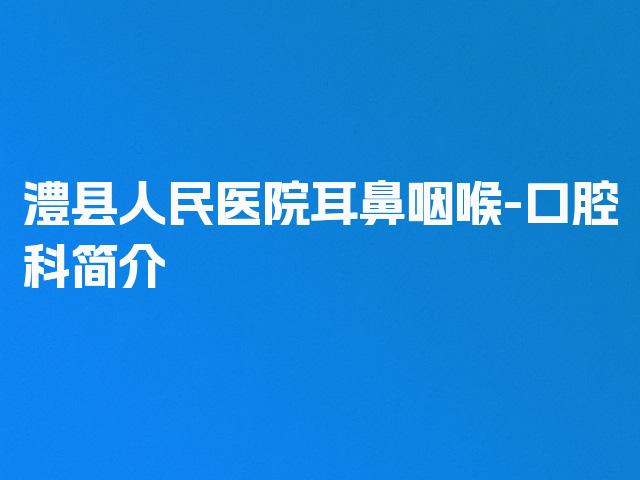 澧县人民医院耳鼻咽喉-口腔科简介